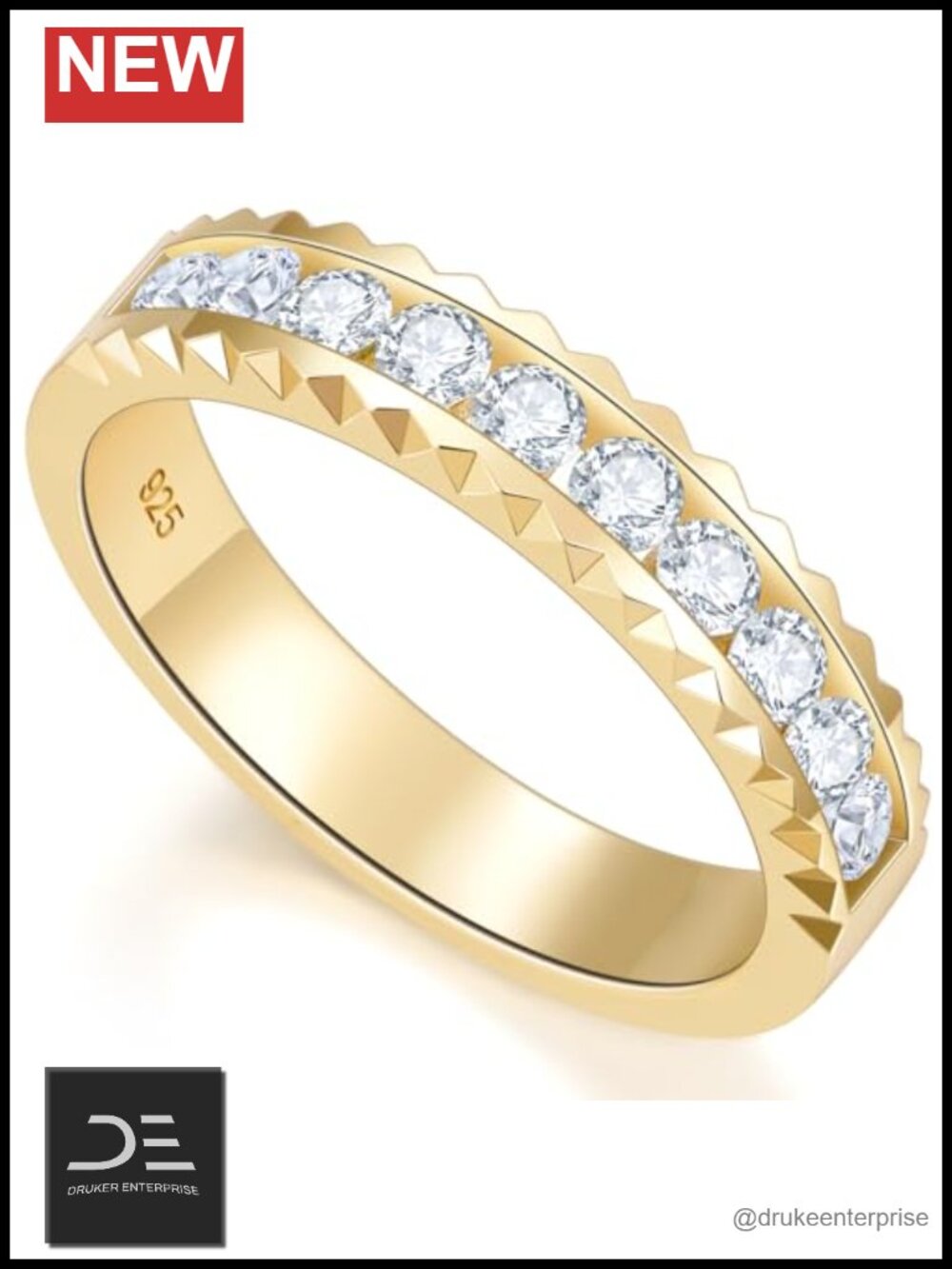 Eternity Stackable Wedding Ring for Women 925 Sterling Silver 14K Gold Plated